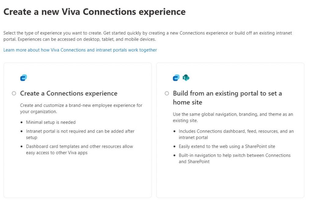 create and manade viva connections experiences
